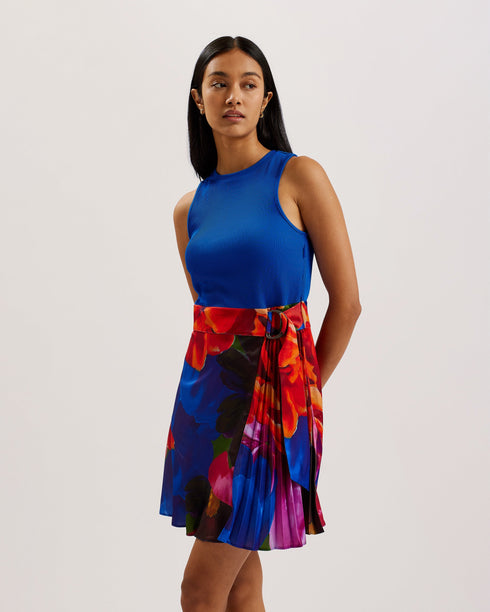 SANDIYY-Dresses-Printed Pleated mini dress with knit bodice- Ted Baker Romania